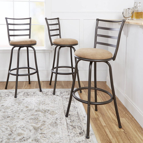 17 Stories AdjustableHeight Swivel Barstool, Hammered Bronze Finish